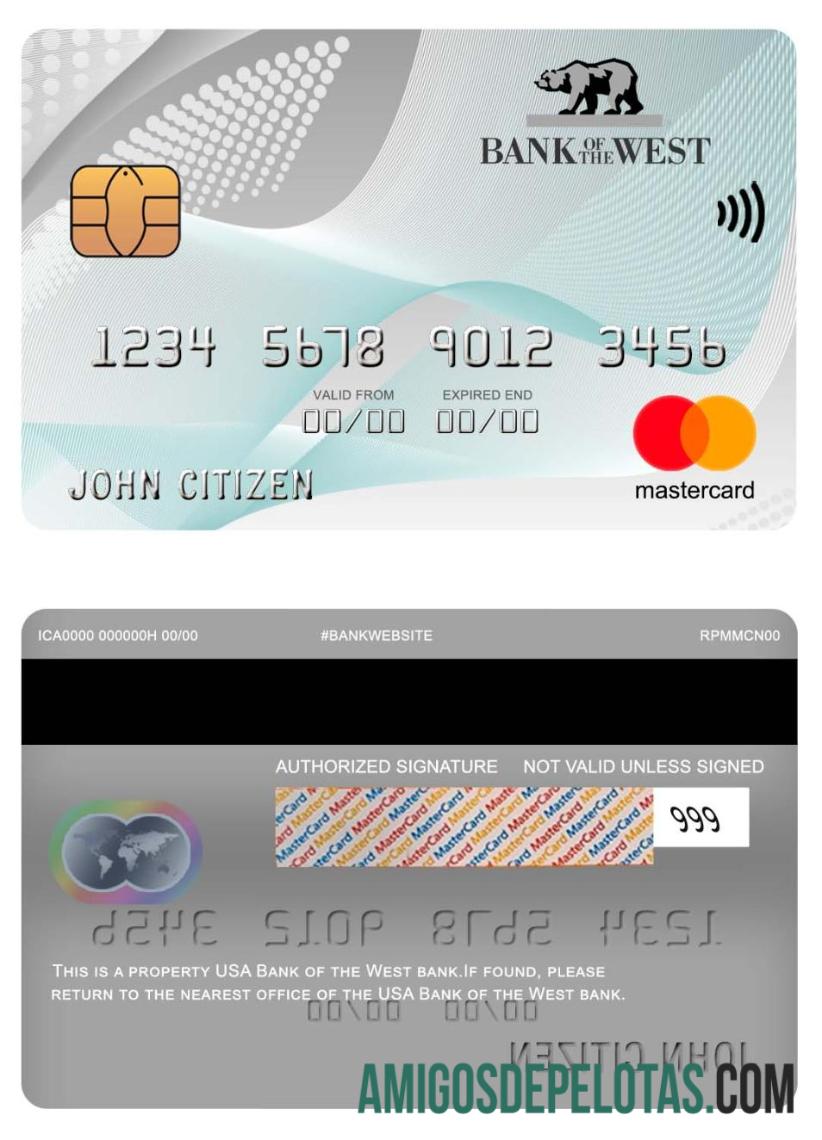 Mastercard do Banco da Cisjordânia dos EUA amostra